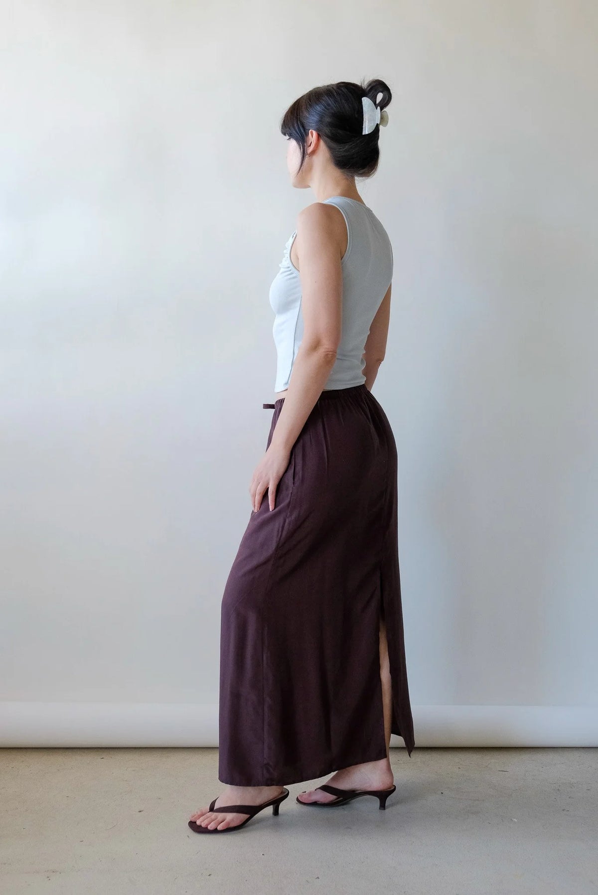 Mijeong Park Drawstring Midi Skirt in Brown