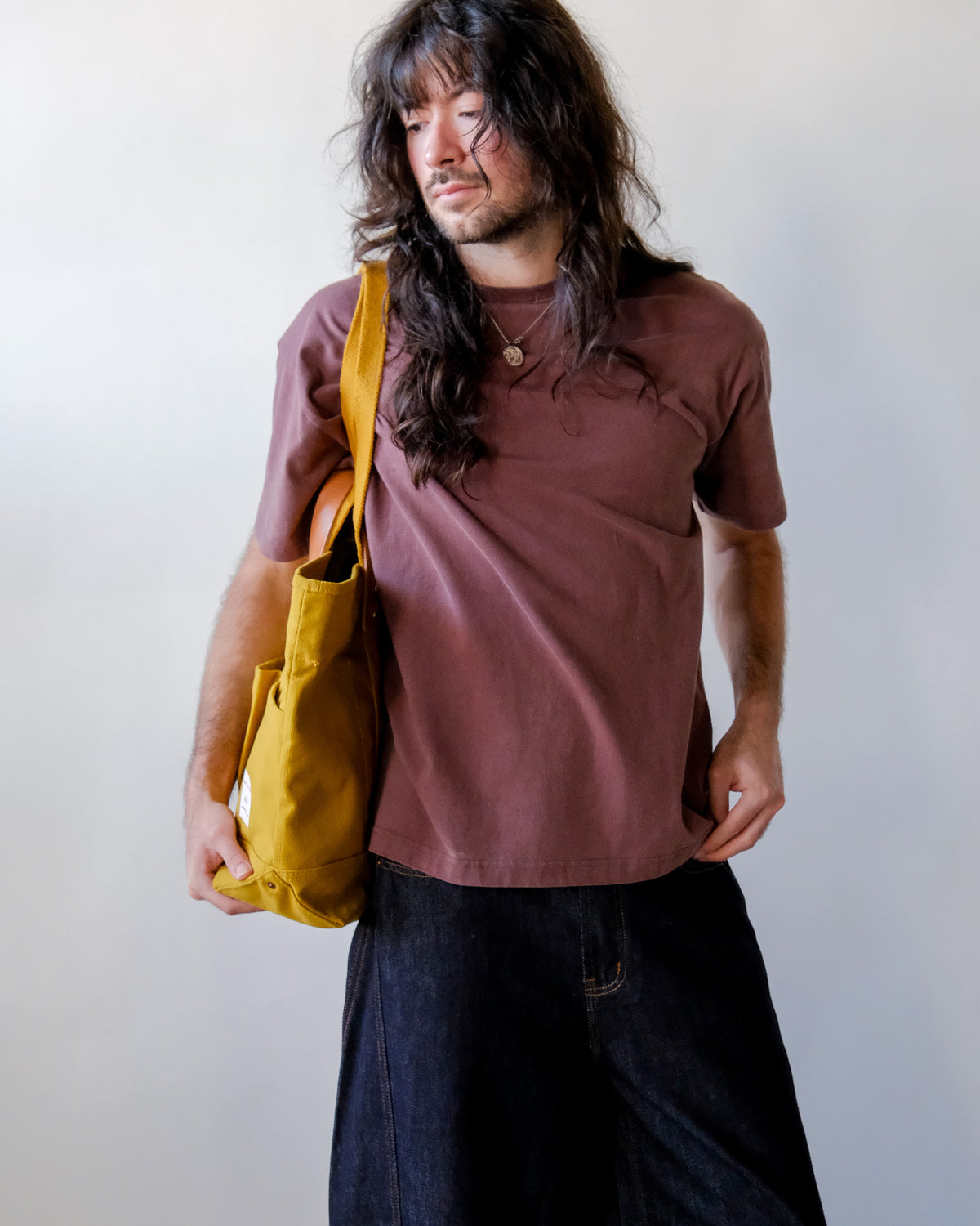 Oversized Cotton Tee Shirt in Chocolate