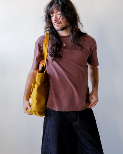 Oversized Cotton Tee Shirt in Chocolate