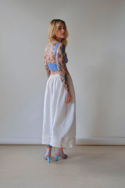 Washed Linen Skirt - White
