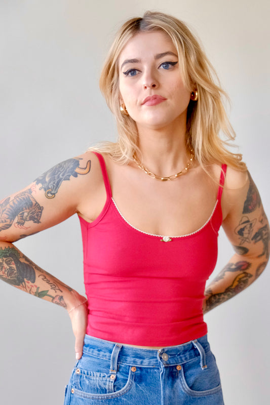 Scoop Back Cami - Cherry