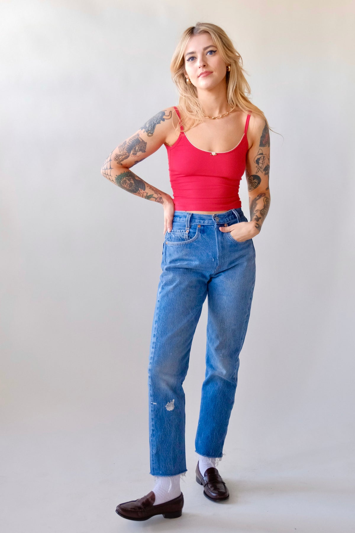 Scoop Back Cami - Cherry