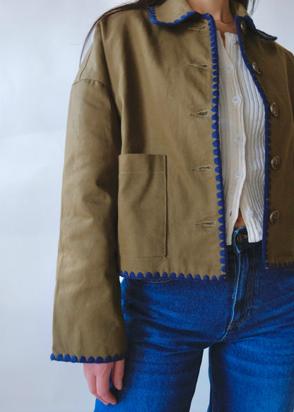 Denim Stitch Detail Crop Jacket
