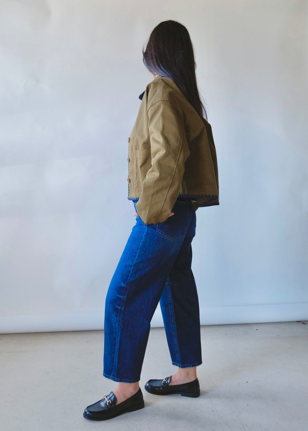 Denim Stitch Detail Crop Jacket