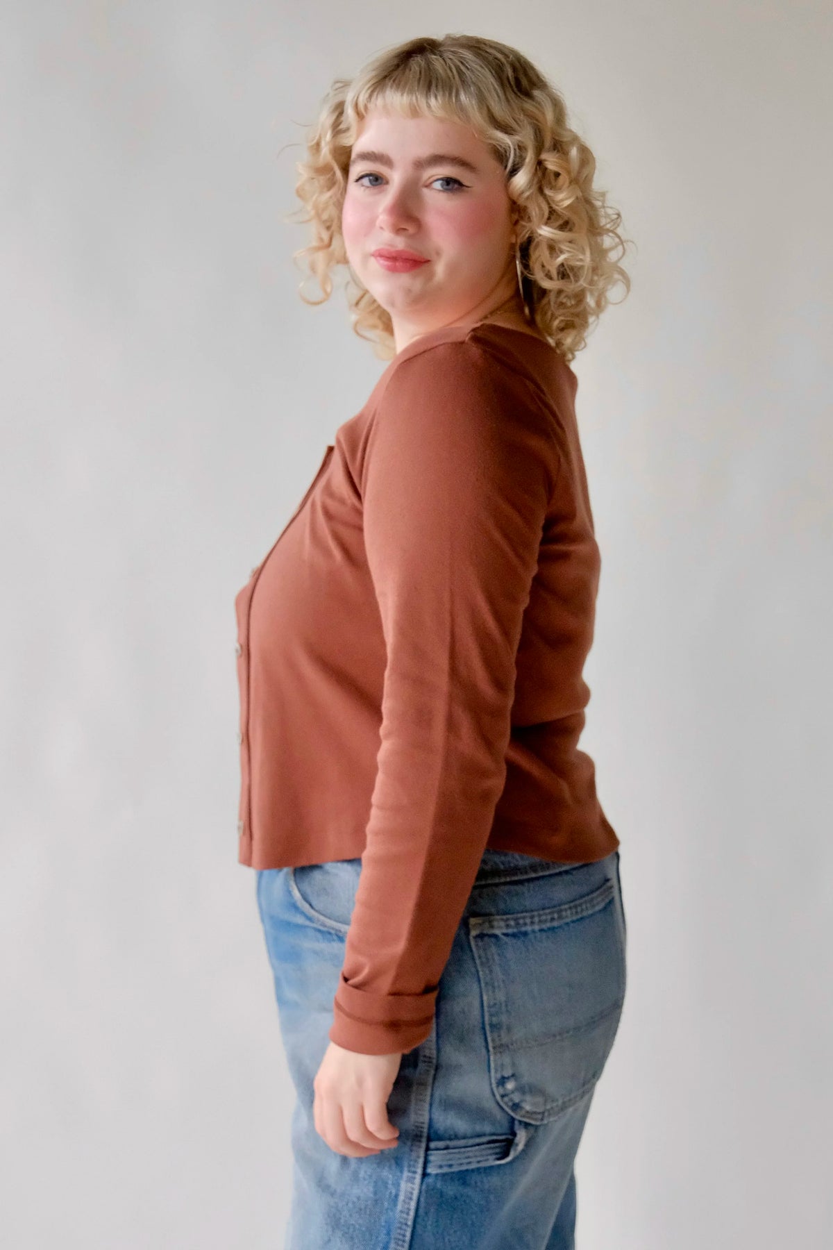 Organic Rib Cardigan - Mocha