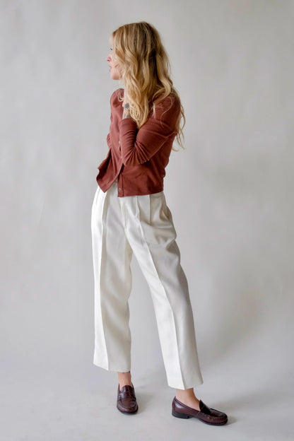 Organic Rib Cardigan - Mocha