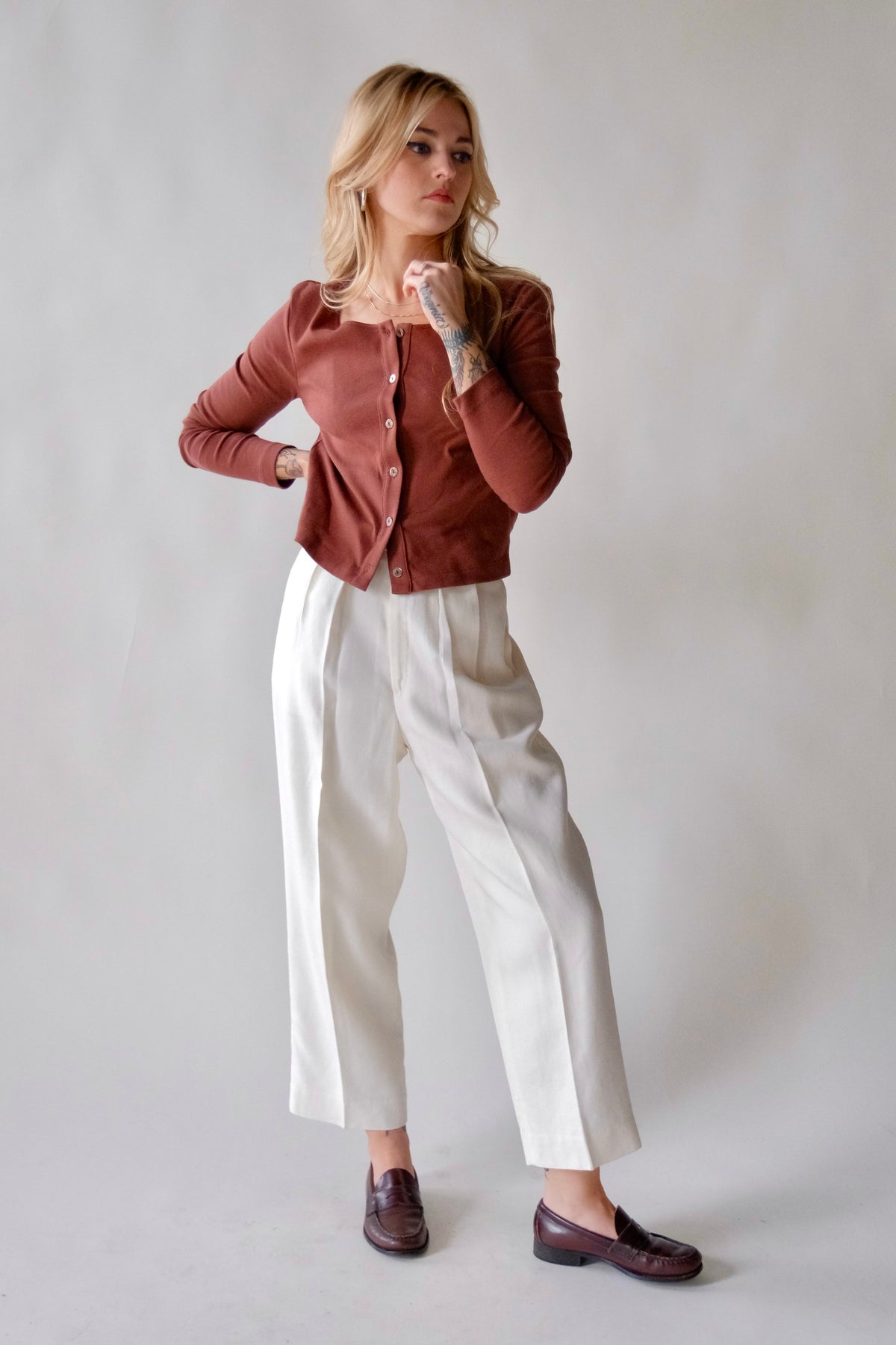Organic Rib Cardigan - Mocha
