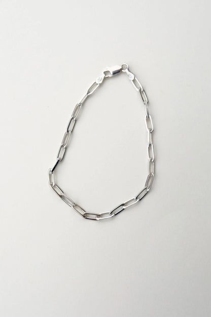 Thin Paperclip Bracelet in Silver
