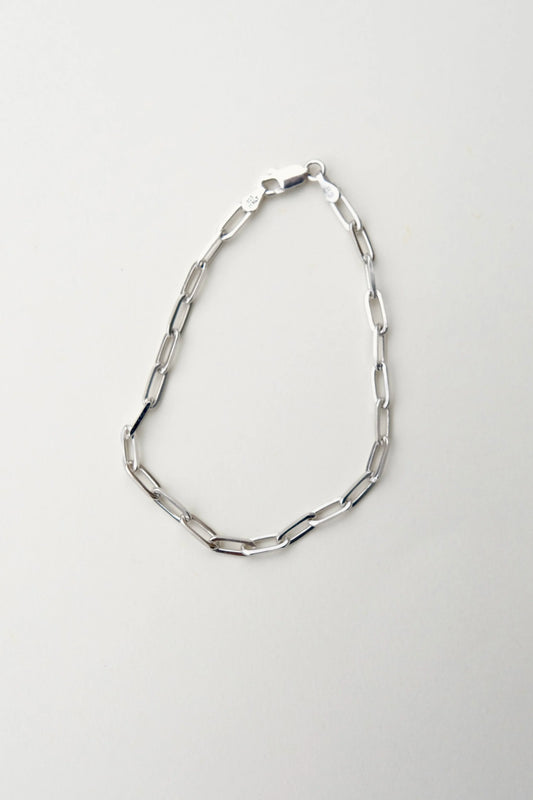 Thin Paperclip Bracelet in Silver