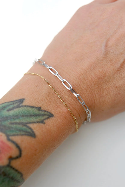 Thin Paperclip Bracelet in Silver