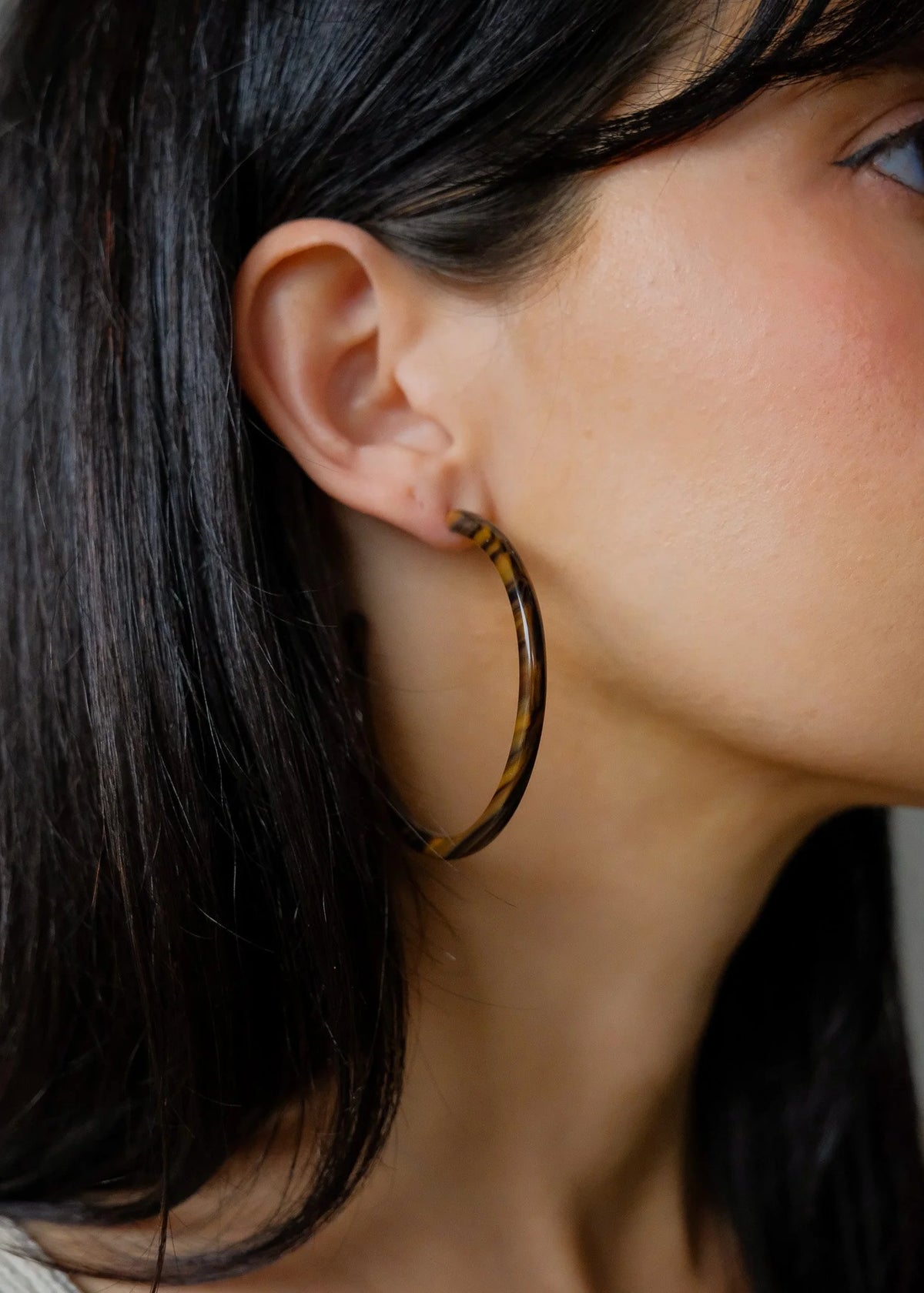 Machete Large Hoops in Tigers Eye