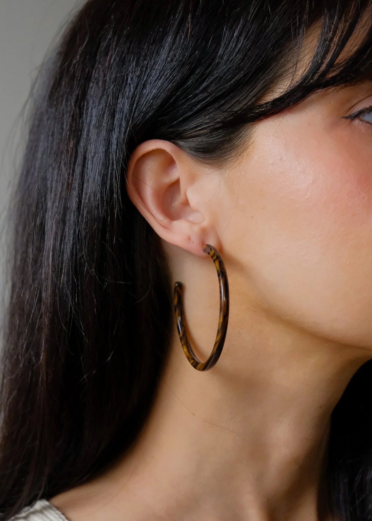 Machete Large Hoops in Tigers Eye