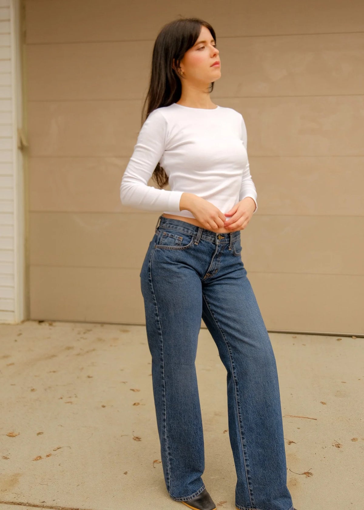 Bebe Long Sleeve Tee in White