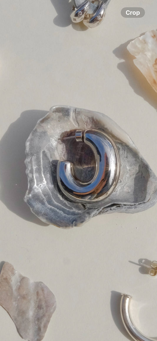 Rosewood Collection Silver Oval Hoop