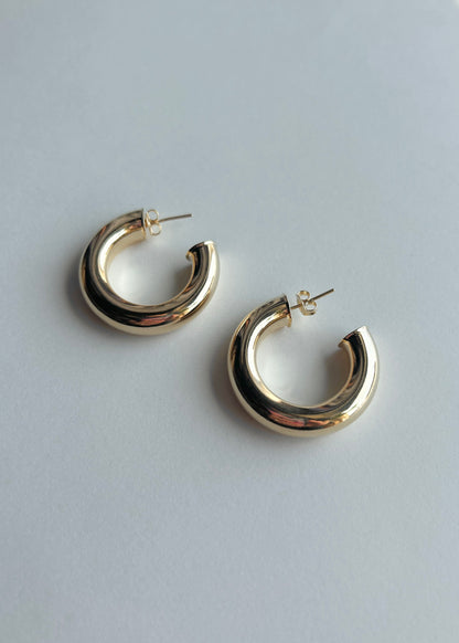 Rosewood Collection Medium Tube Hoop - Gold