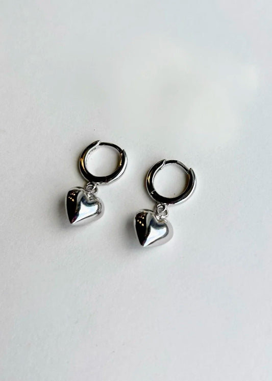 Silver Heart Charm Hoop