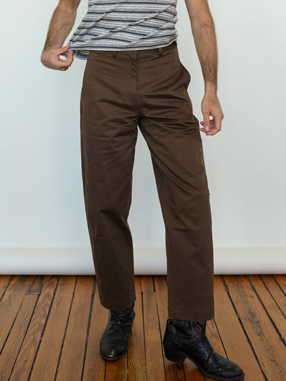 Cotton Barrel Pant in Chocolate