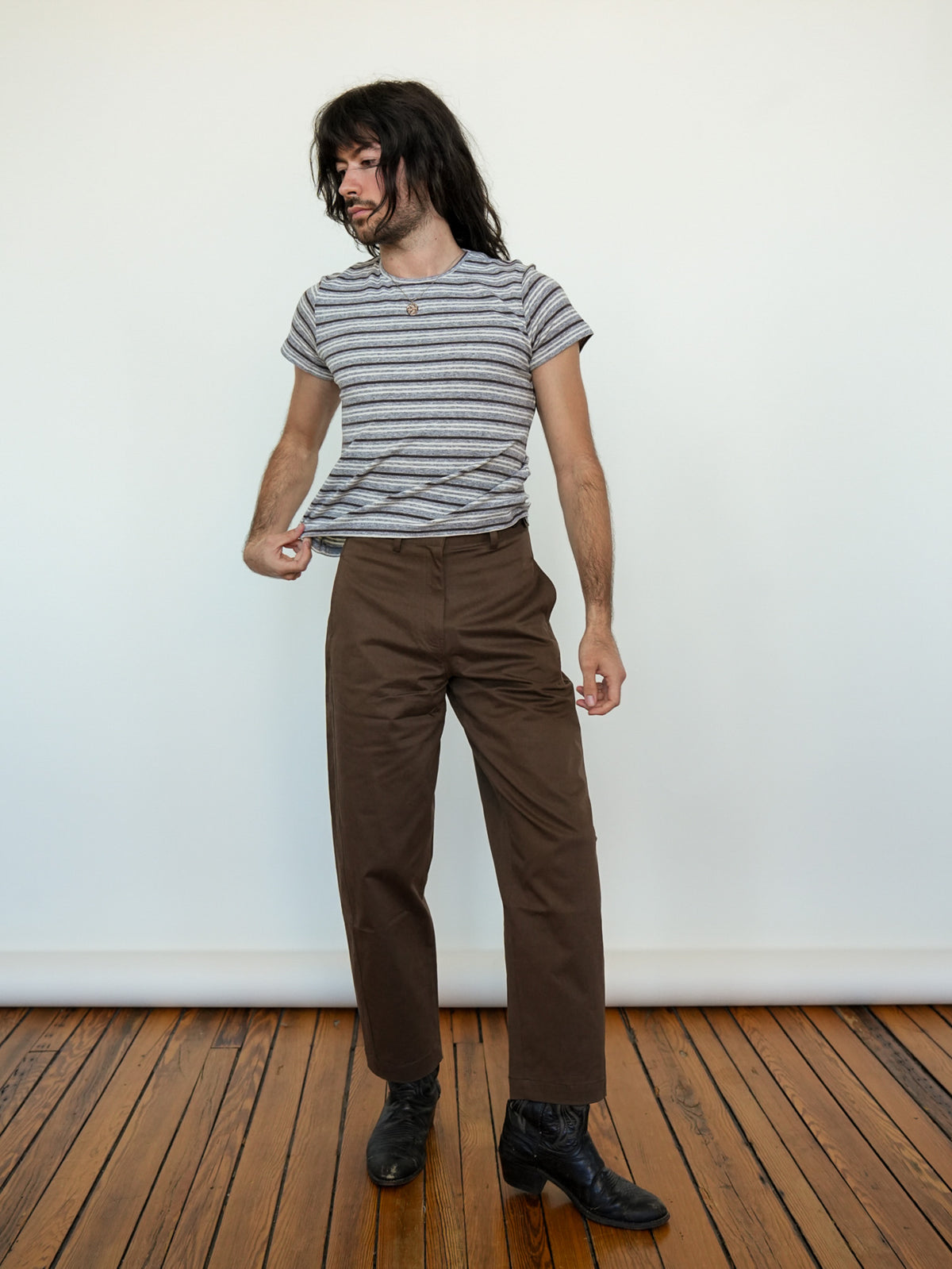 Cotton Barrel Pant in Chocolate