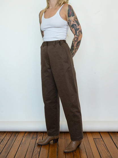 Cotton Barrel Pant in Chocolate
