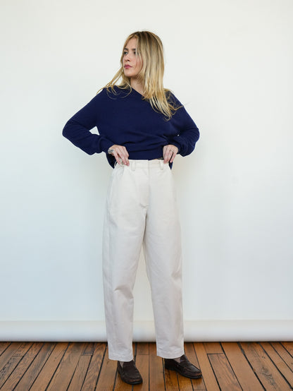 Cotton Barrel Pant in Cream