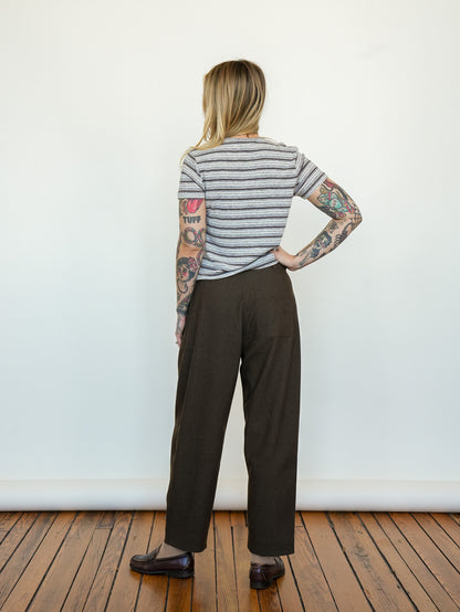 Cropped Woven Barrel Pant