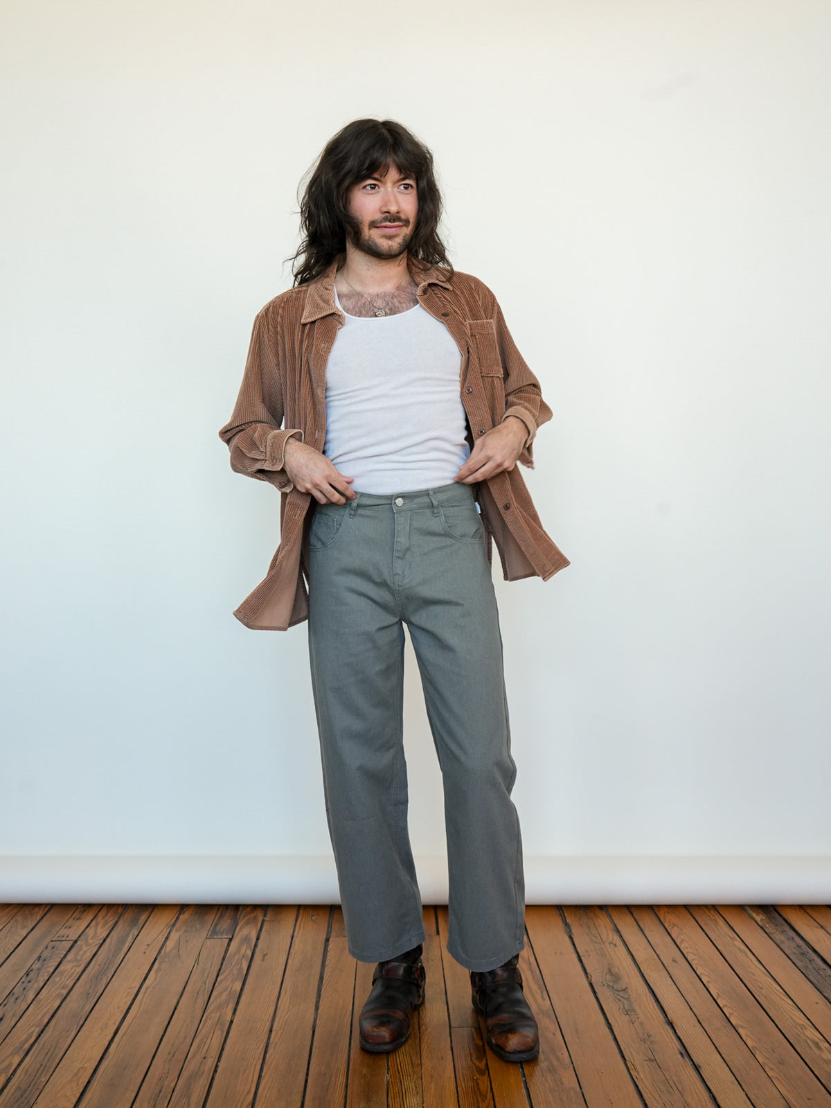 Umber Corduroy Button Up