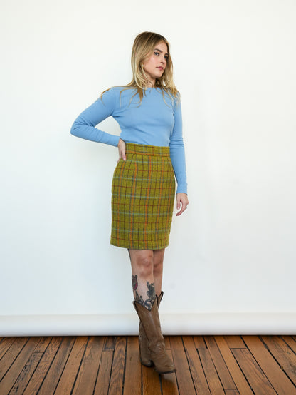 Lime Plaid Skirt