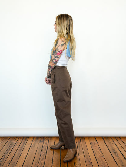 Cotton Barrel Pant in Chocolate