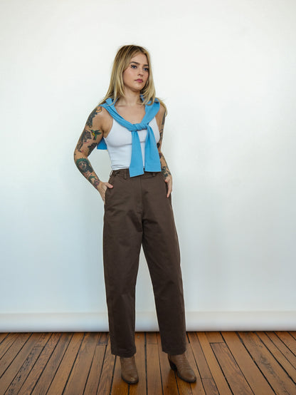 Cotton Barrel Pant in Chocolate