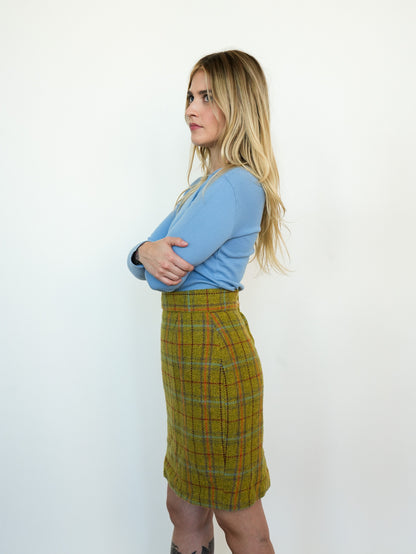Lime Plaid Skirt
