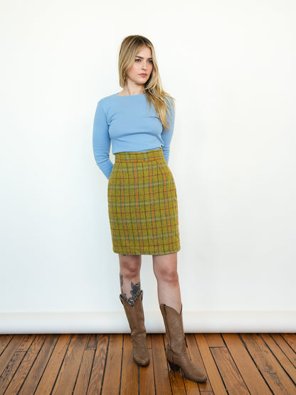 Lime Plaid Skirt
