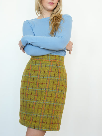Lime Plaid Skirt