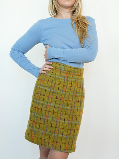 Lime Plaid Skirt