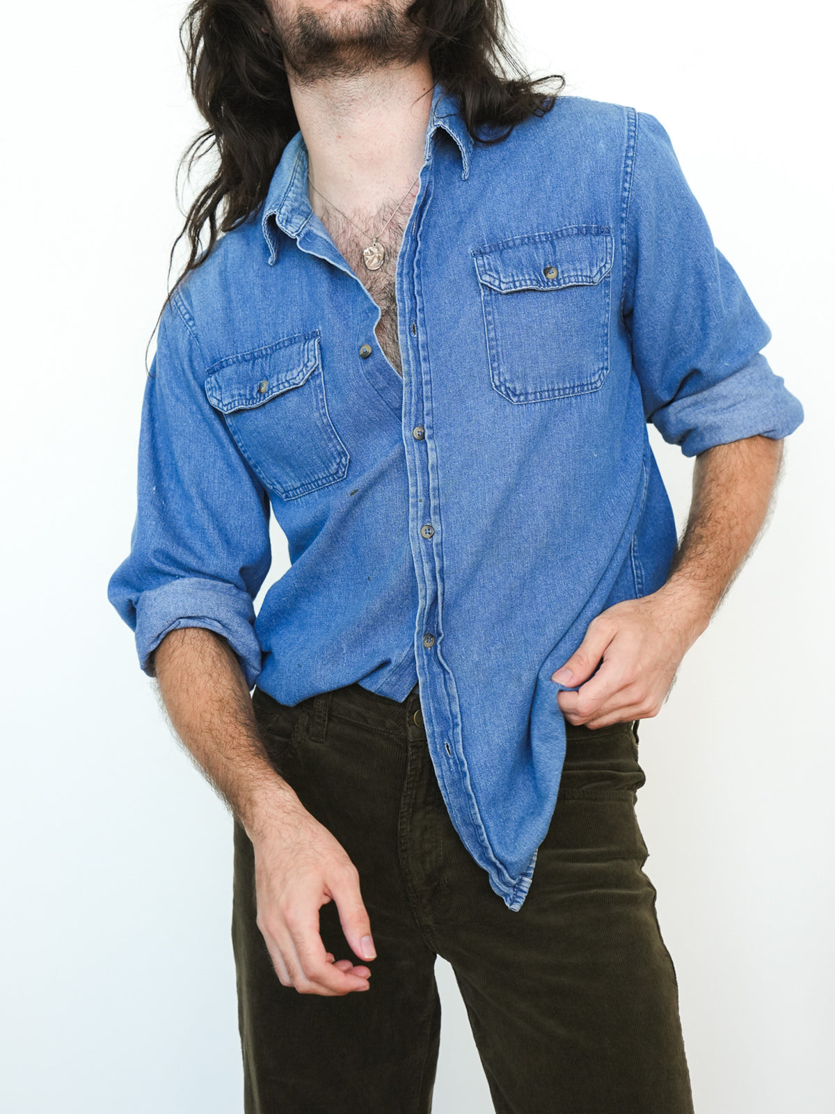 Chambray Long Sleeve Button Up