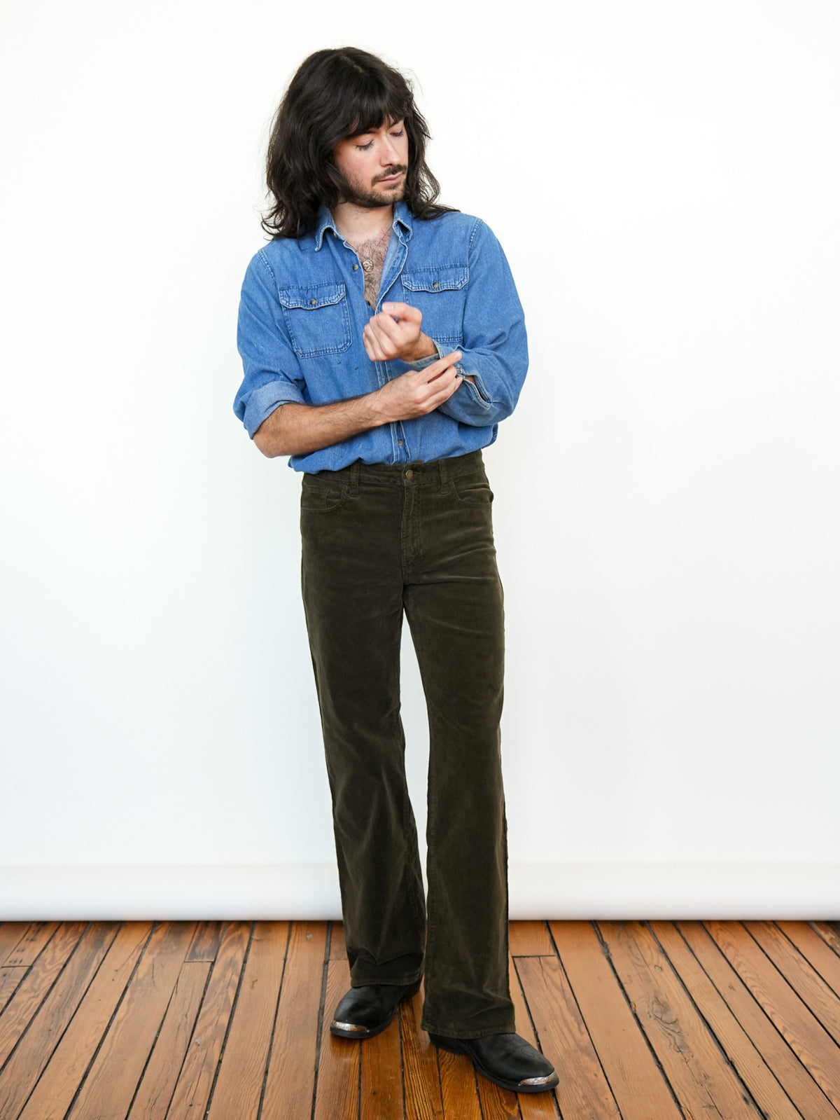 Chambray Long Sleeve Button Up