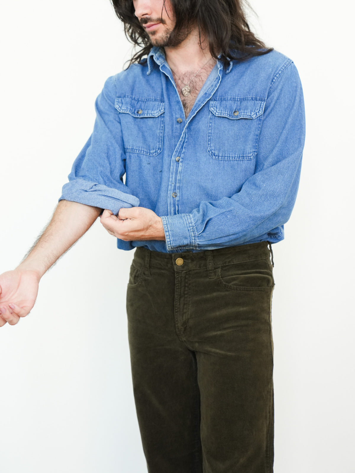 Chambray Long Sleeve Button Up