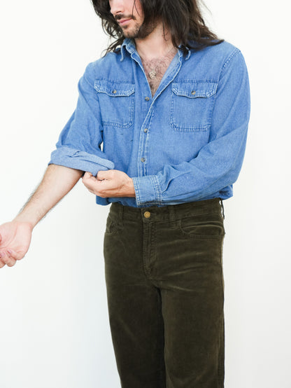 Chambray Long Sleeve Button Up
