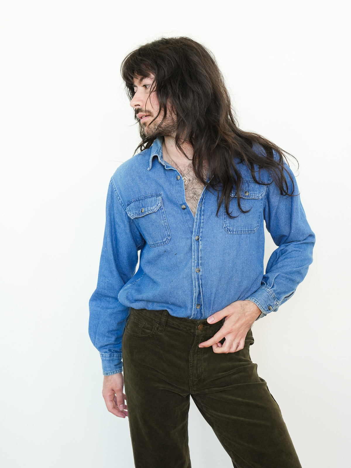 Chambray Long Sleeve Button Up
