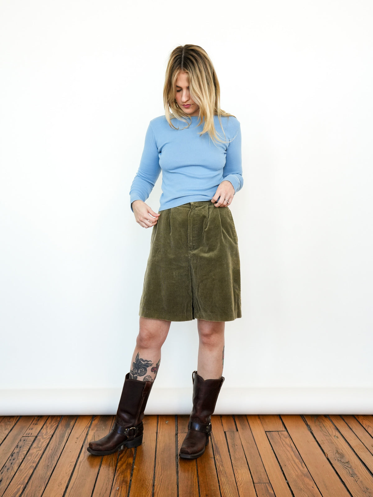 Olive Corduroy Shorts