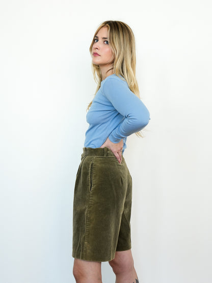 Olive Corduroy Shorts
