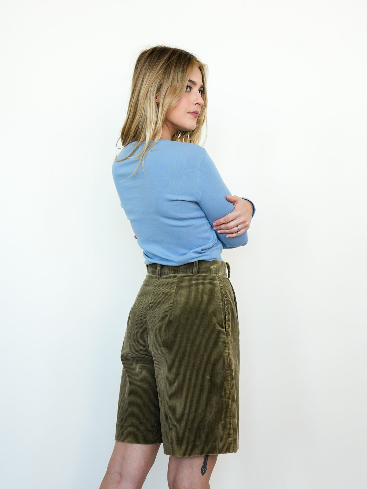 Olive Corduroy Shorts
