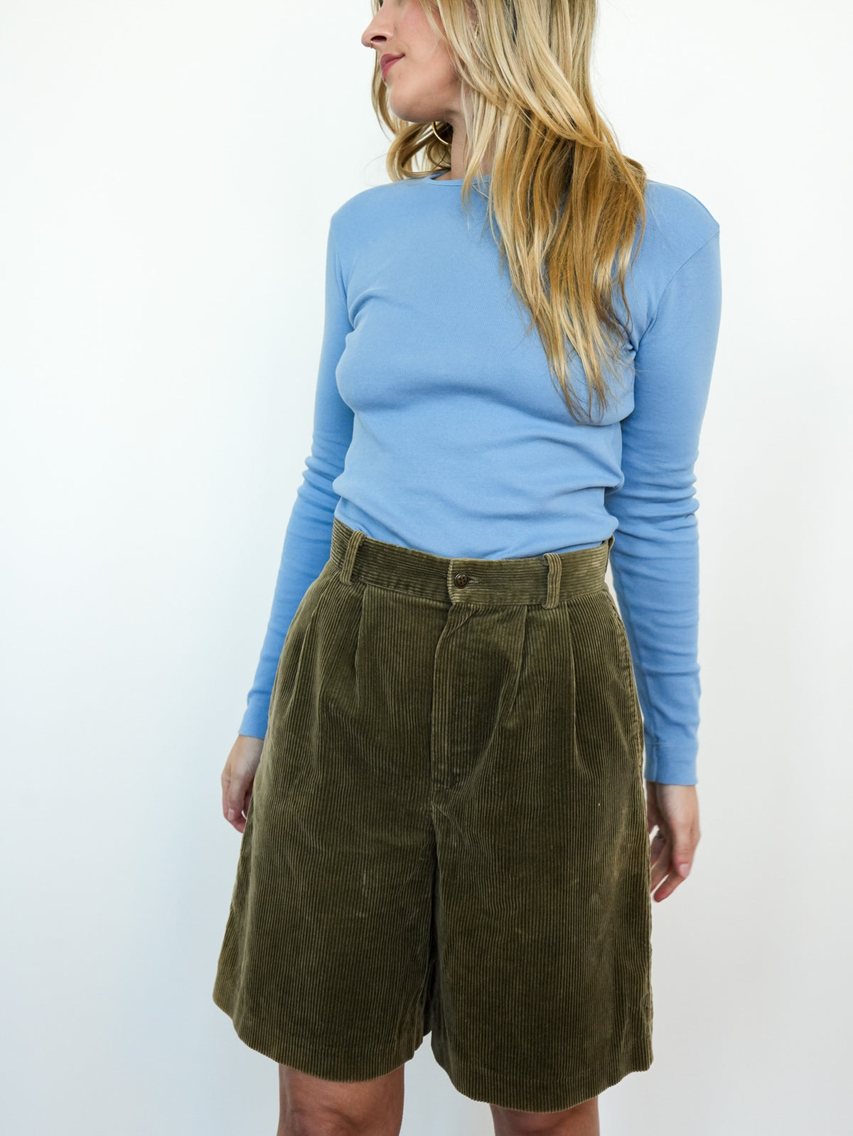 Olive Corduroy Shorts